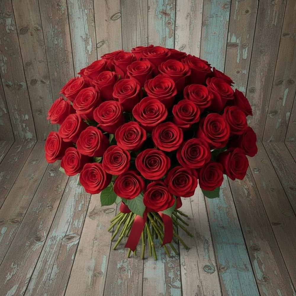 Букет 55 Красных роз Фридом в Шведино