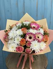 Букет цветов из:  Розы, Герберы и Хризантемы #REPLACE_PRED# Шведино