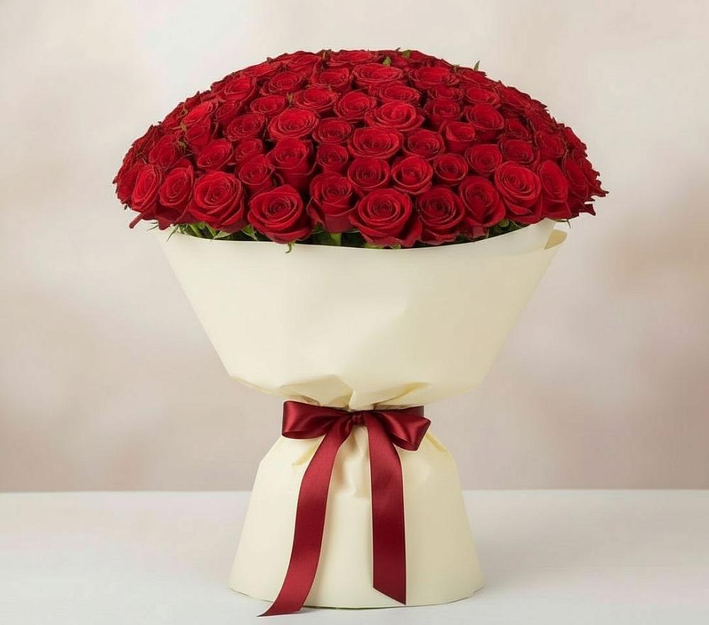 Букет 101 Красная роза Милано в Шведино
