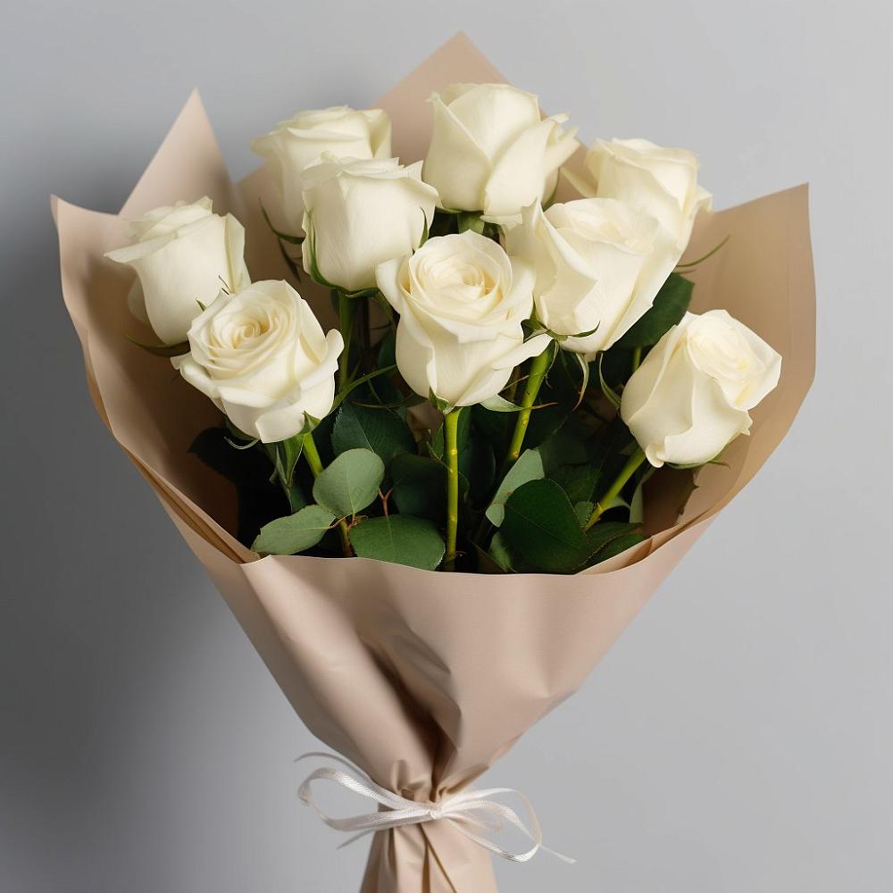 Букет 9 Белых роз Эдлесс Лав в Шведино