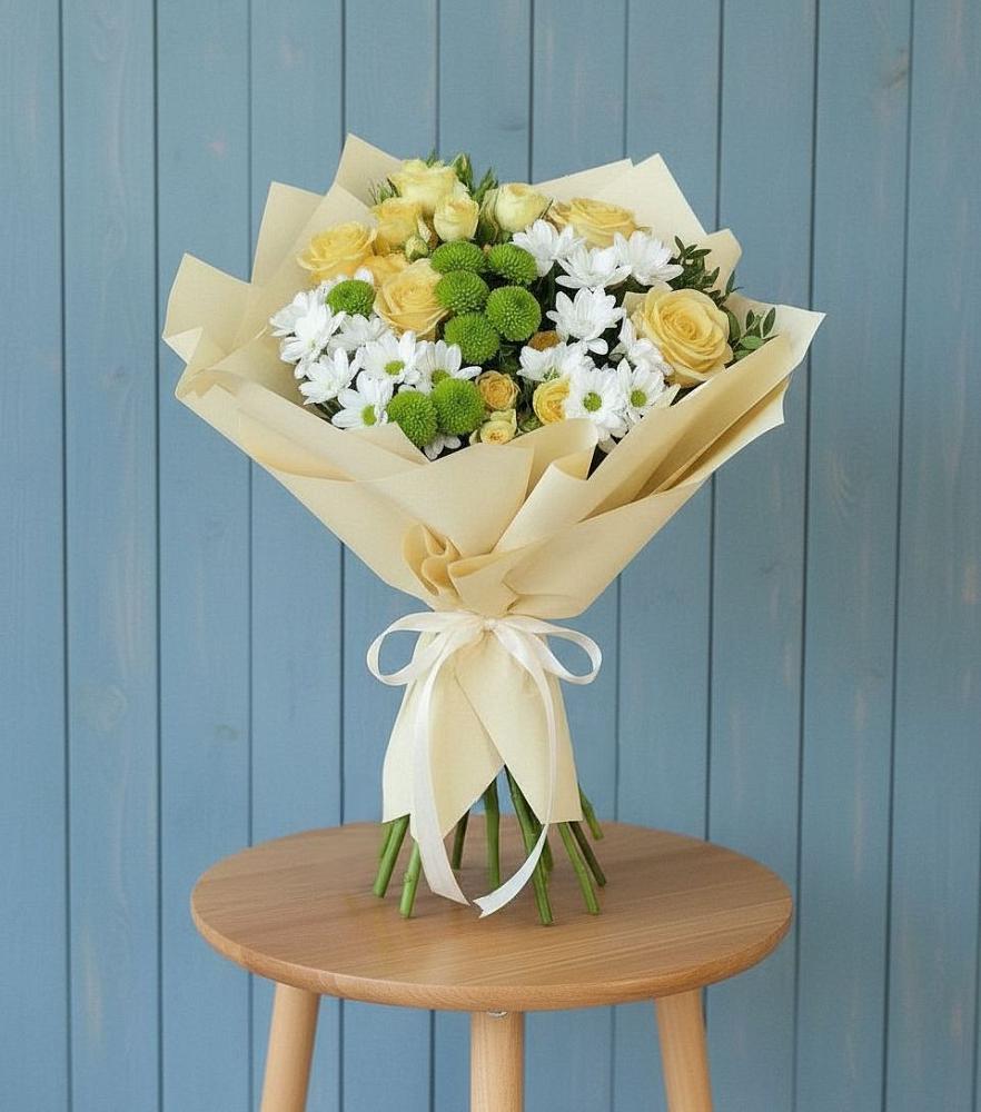 Букет цветов из: Хризантемы и Розы в Шведино