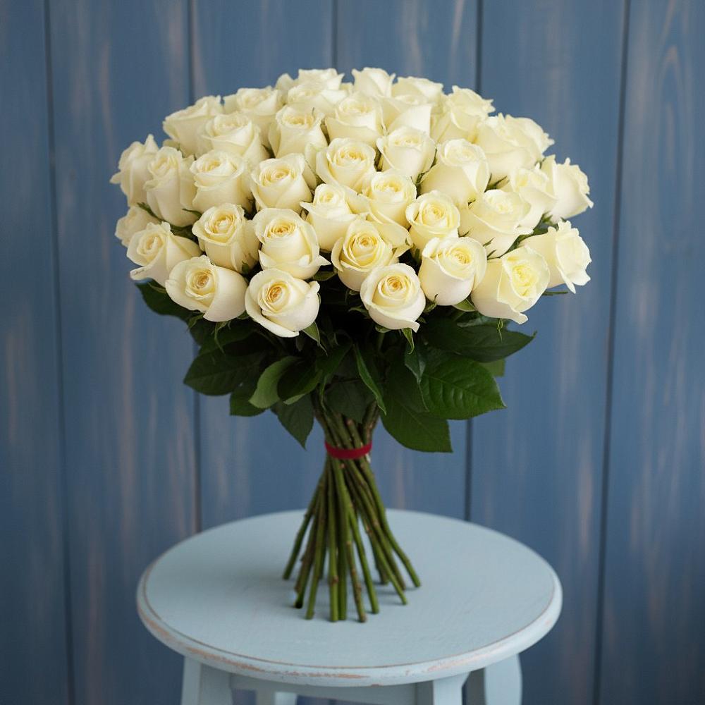 Букет 51 Белая роза Эдлесс Лав в Шведино
