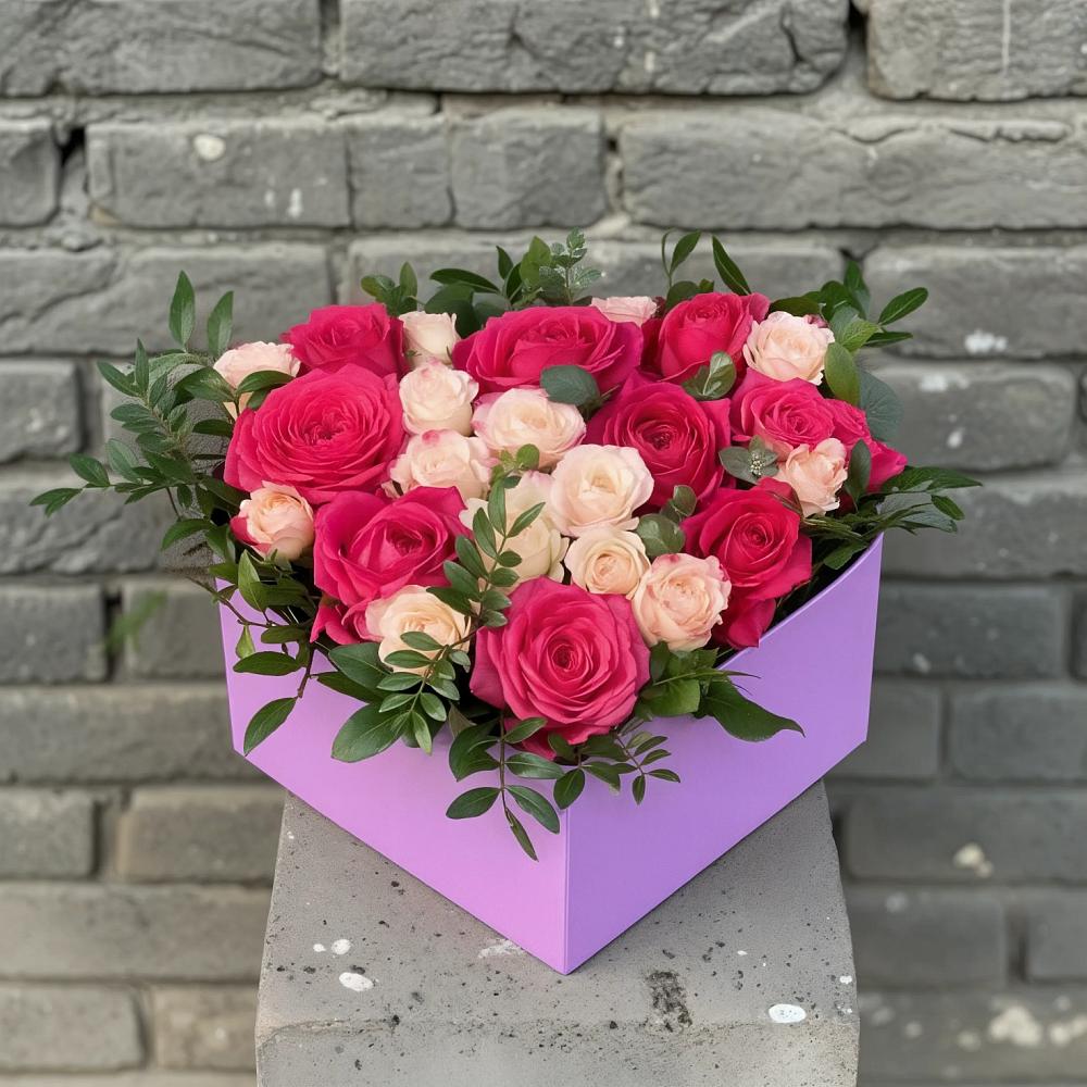 Цветочная композиция из Розы в коробке в Шведино