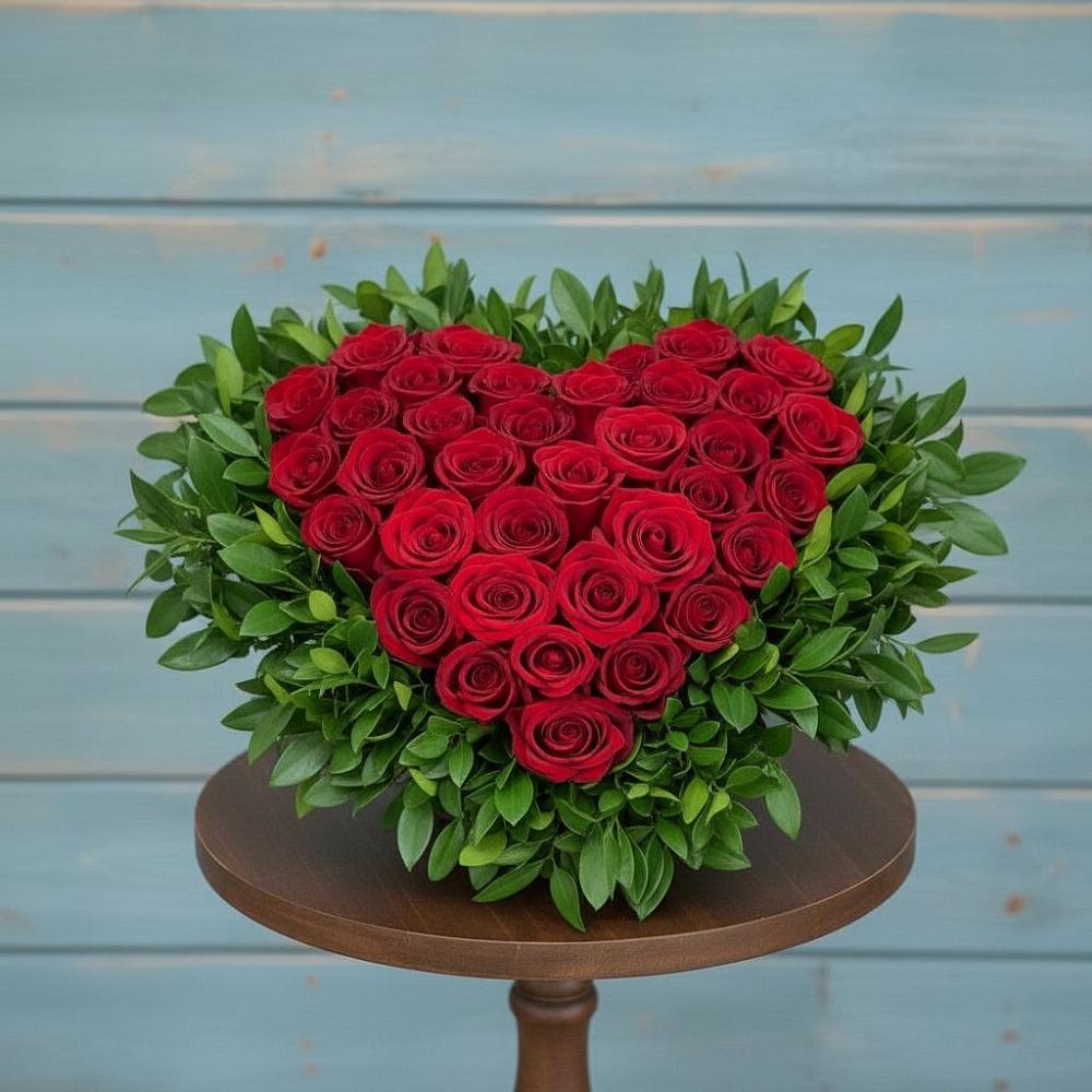 Цветочная композиция из Розы в виде сердца в Шведино