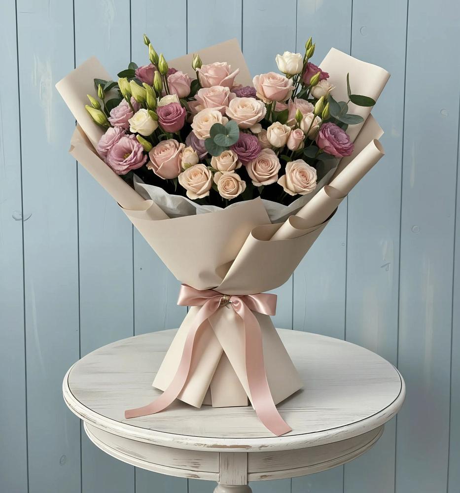 Букет цветов из: Розы и Лизиантусы в Шведино