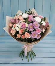 Букет цветов из:  Хризантемы, Розы и Альстромерии в Шведино