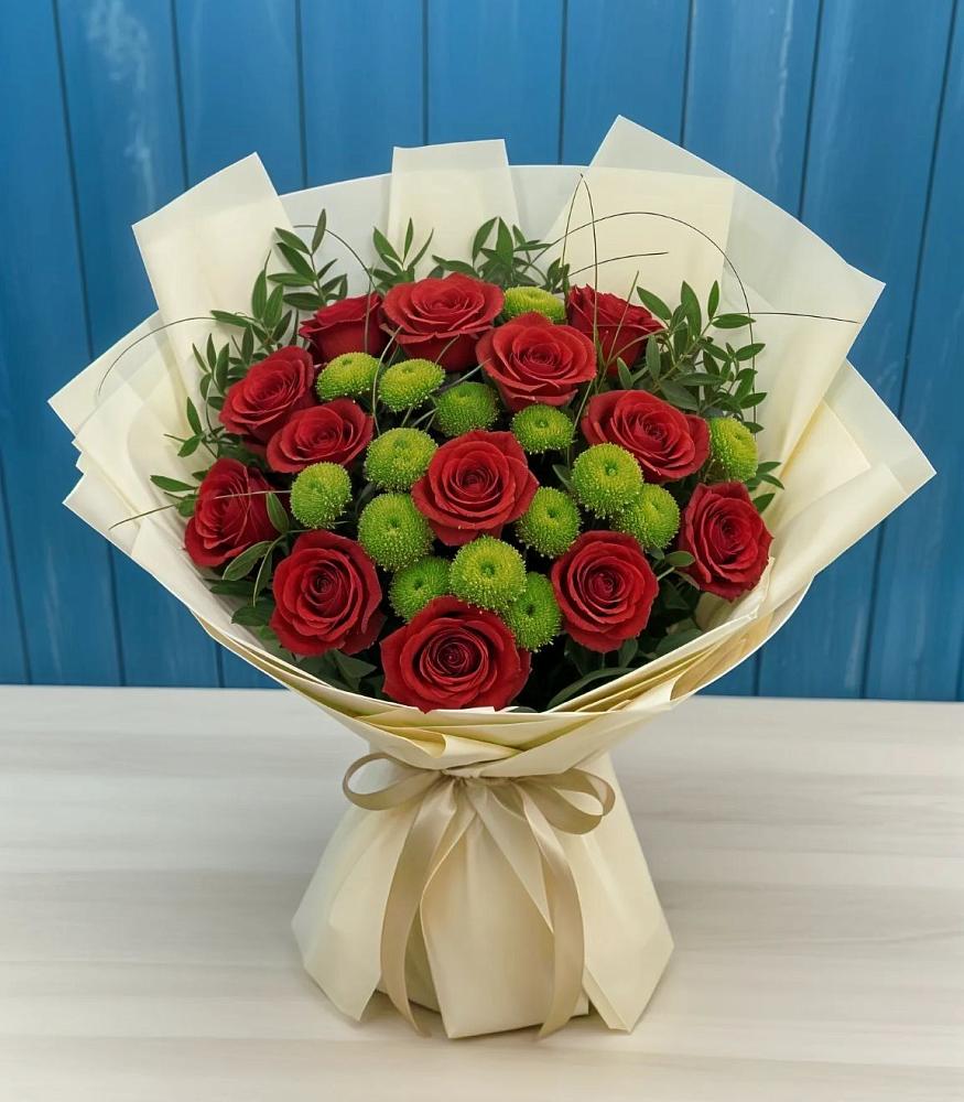 Букет цветов из: Розы и Хризантемы в Шведино